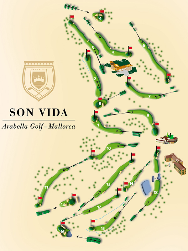 Jeg har erkendt det samvittighed Hovedkvarter Son Vida Golf, Golfplatz Son Vida Golf Club mit Blick auf die Bucht von  Palma